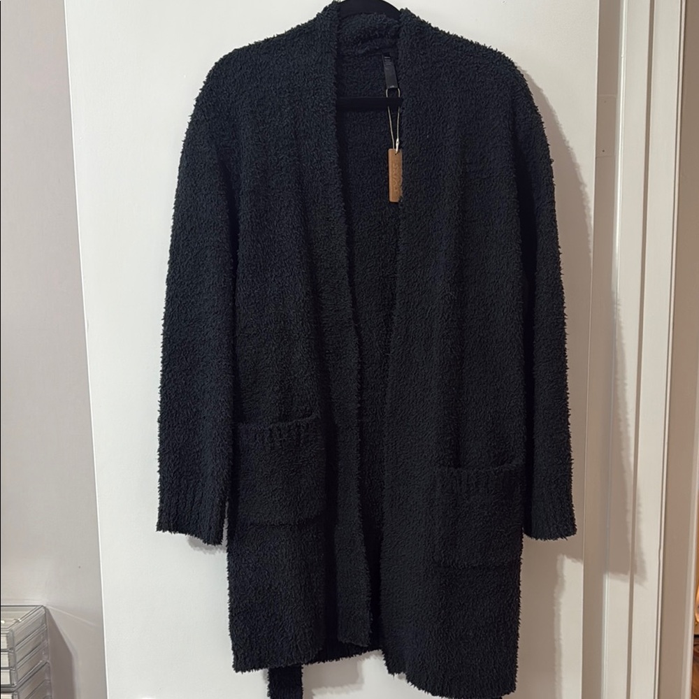 SKIMS Cozy Black Cardigan Short Robe